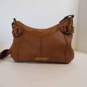 Relic Brown Faux Leather Crossbody Purse Gold Hardware
